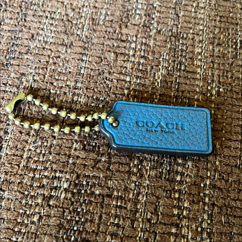Coach Blue Leather hang tag/fob